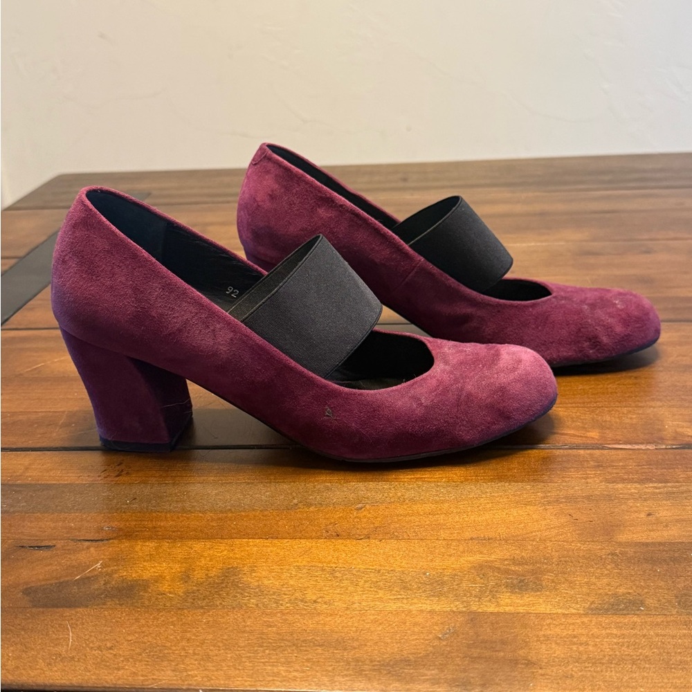 Audley London Suede Mary Jane Heels – Burgundy – Size 39 (US 9)